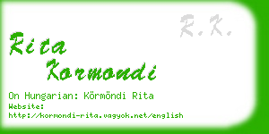 rita kormondi business card