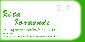 rita kormondi business card